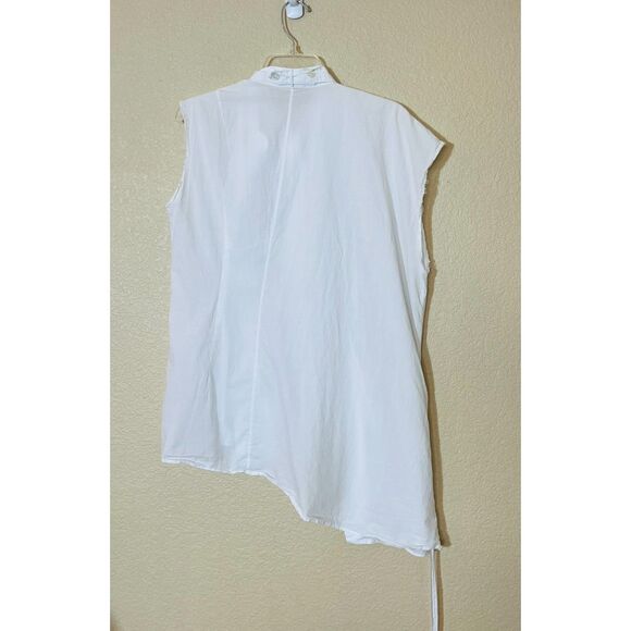 RARE Ann Demeulemeester Women's Sleeveless White Cotton Blouse Asymettrical 40 - Picture 4 of 13
